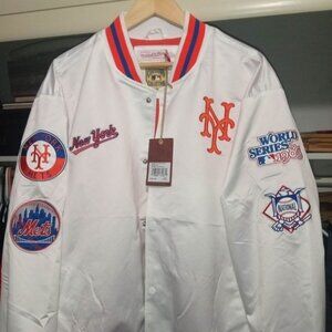 Mitchell & Ness City Collection Satin Full-Snap Varsity Jacket - White 2xl New